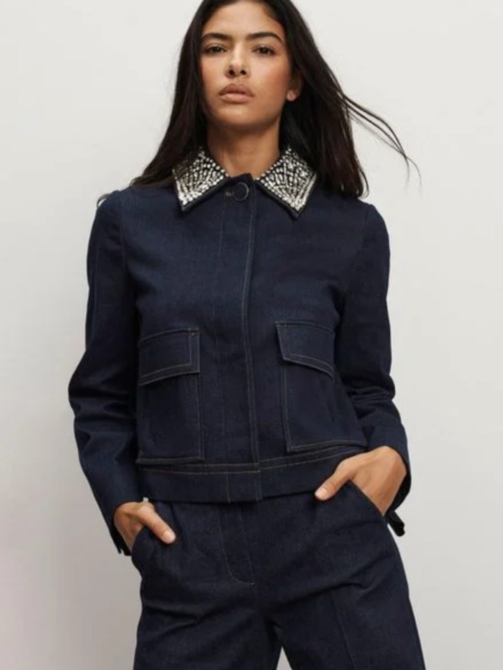 Veronica Beard Denim Jacket Barrington - NWT $898 Size 8 - Picture 3 of 16